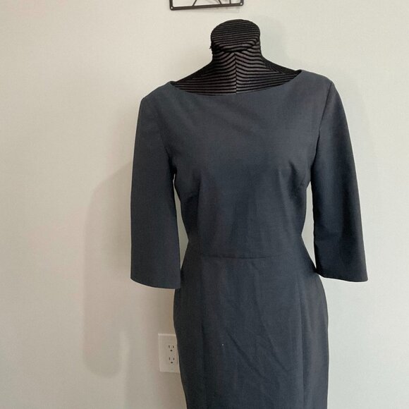 Of Mercer Boat Neck Sheath Dress 3/4 Sleeve Back Zip Size 6 Gray - Picture 2 of 3